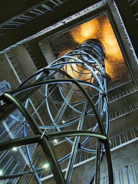 Spiral staircase inside Old Town Hall Tower, Prague.