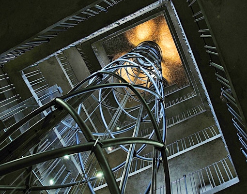 Spiral staircase inside Old Town Hall Tower, Prague.