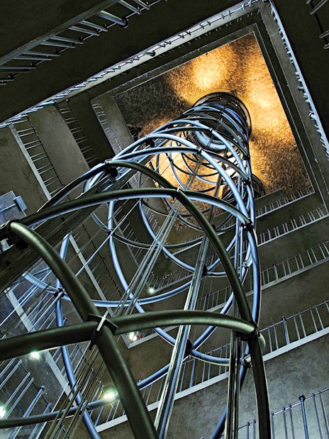 Spiral staircase inside Old Town Hall Tower, Prague.