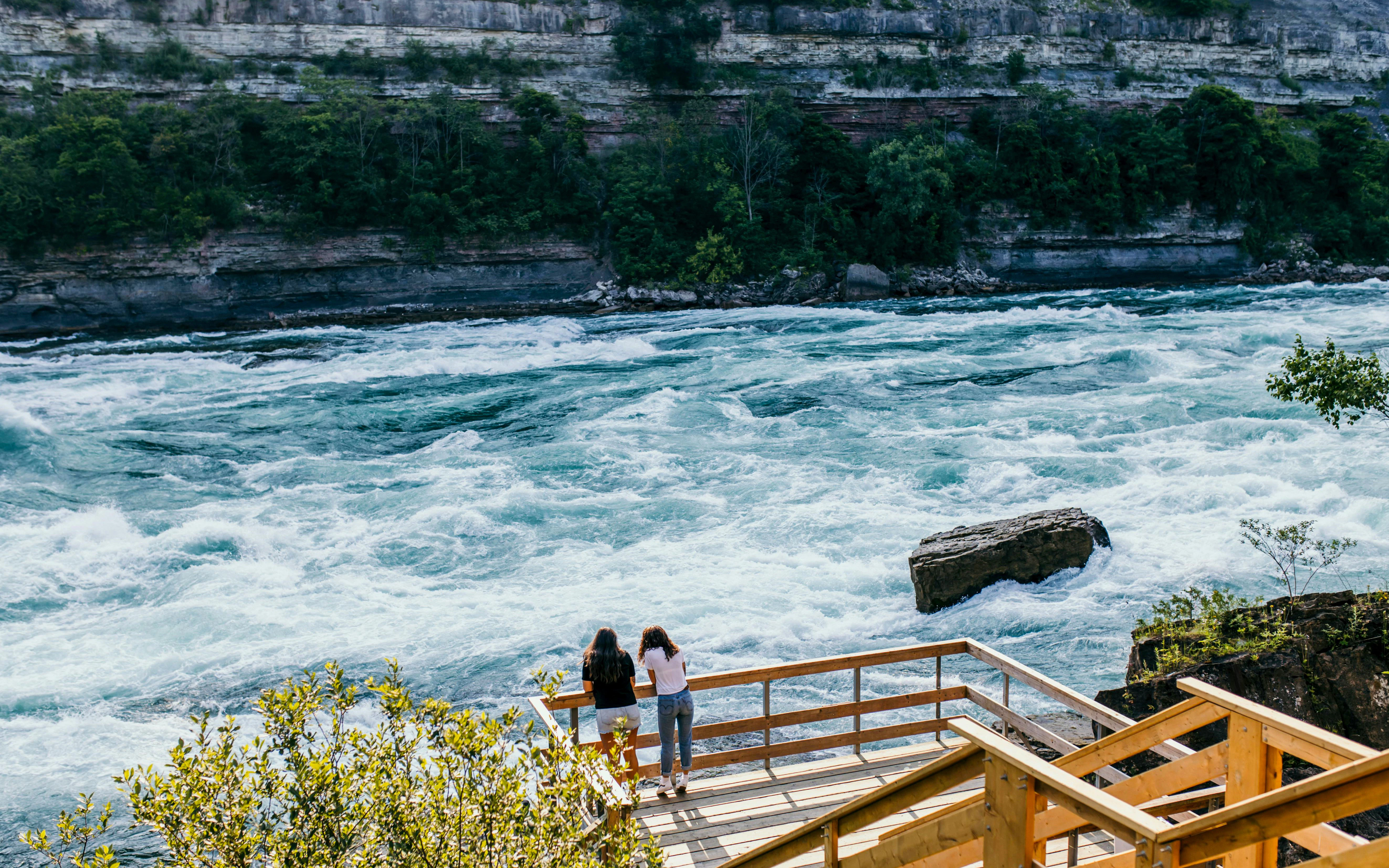 Viewing platform overlooking rapids at White Water Walk, Niagara Falls.