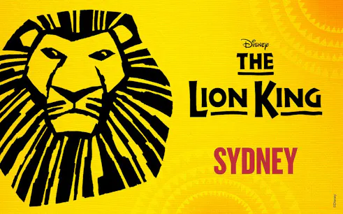 The Lion King logo with stylized lion face, Sydney.