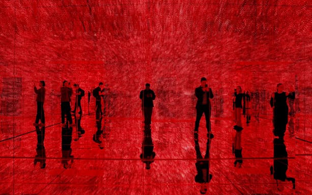 Visitors exploring digital art installation at Mercer Labs, Museum Of Art & Technology.