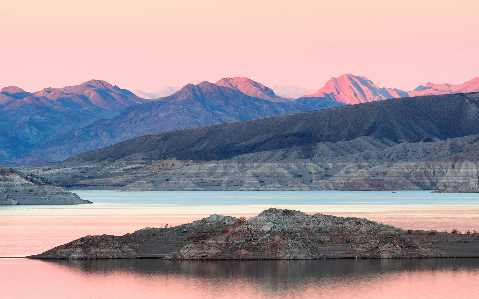 lake mead during twilight hour, nevada