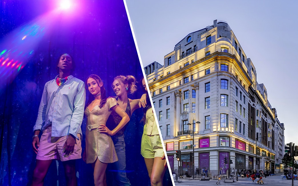 Madame Tussauds London wax figures and Moco Museum London exterior.