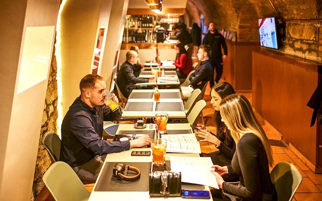 Guests enjoying a tasting session at Budapest GastroCellar.