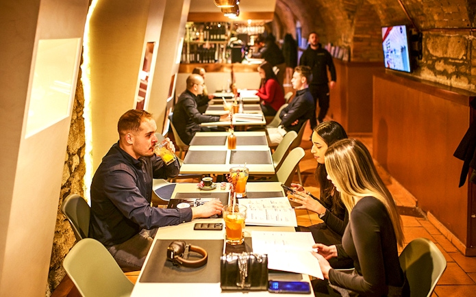 Guests enjoying a tasting session at Budapest GastroCellar.