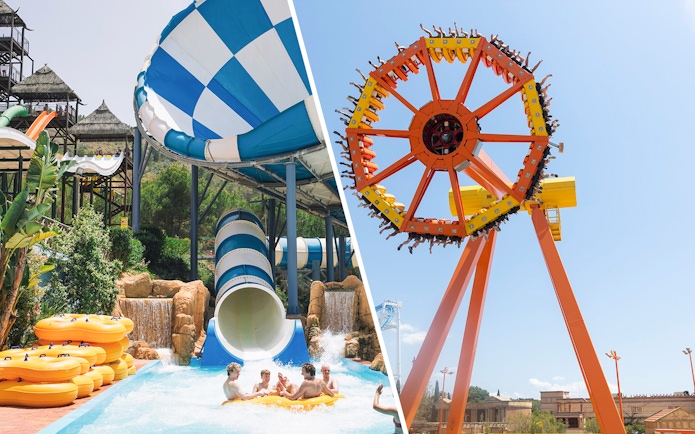Cyclon ride and water slide at Aqualandia Benidorm.