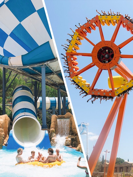 Cyclon ride and water slide at Aqualandia Benidorm.