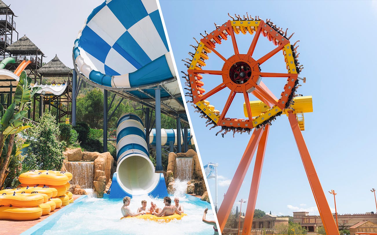 Cyclon ride and water slide at Aqualandia Benidorm.