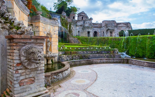 Villa d'Este fountains and sculptures in Tivoli, Italy.