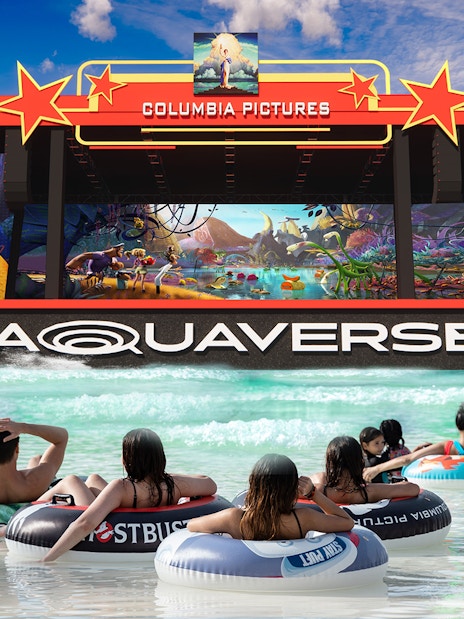 Visitors in tubes watching a Columbia Pictures Aquaverse show in Pattaya.