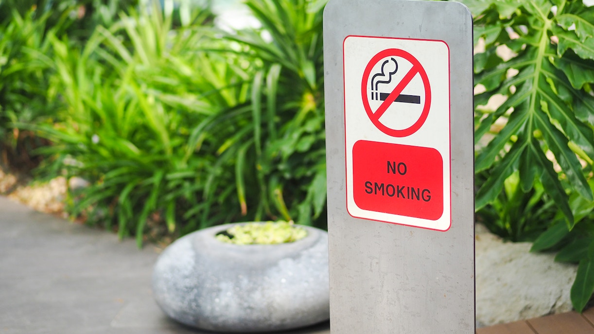 No smoking sign in Jardin Secret garden.