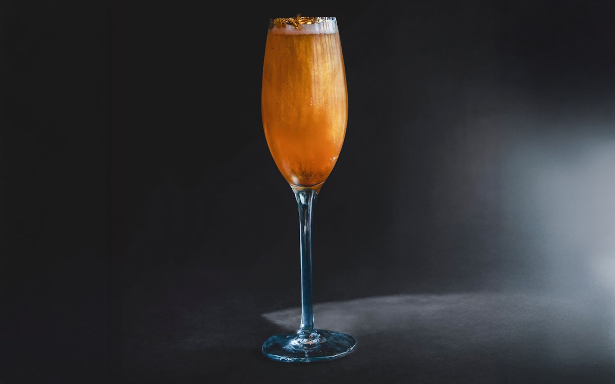 Cocktail in a glass at Sky 52 Restaurant, Sky View Observatory, Dubai.