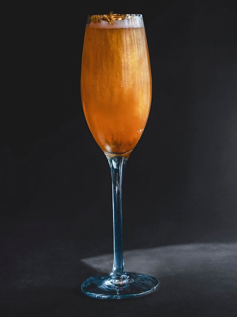 Cocktail in a glass at Sky 52 Restaurant, Sky View Observatory, Dubai.