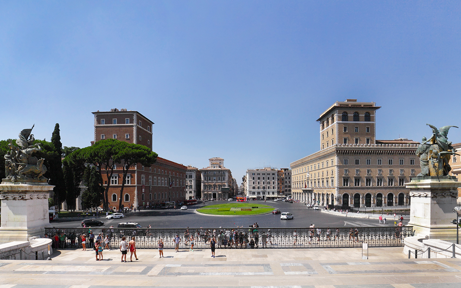 Palazzo Venezia view from Altar of the Fatherland glass elevator in Rome, Italy.