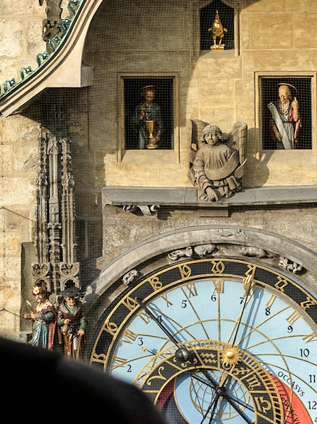 Visitors viewing the Prague Astronomical Clock at Praga Magica Interactive Exhibition.