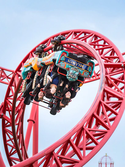 Roller coaster at BELANTIS Adventure Realm in Leipzig, Germany.