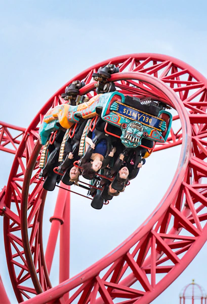 Roller coaster at BELANTIS Adventure Realm in Leipzig, Germany.