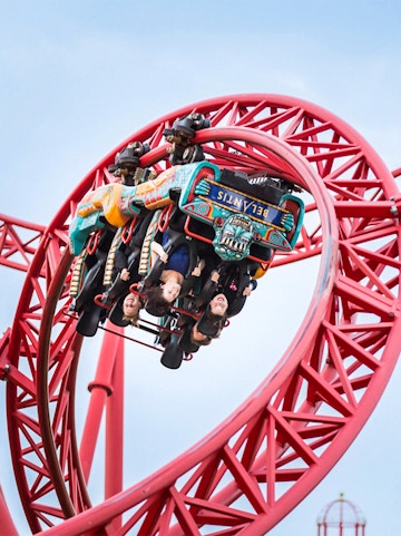 Roller coaster at BELANTIS Adventure Realm in Leipzig, Germany.