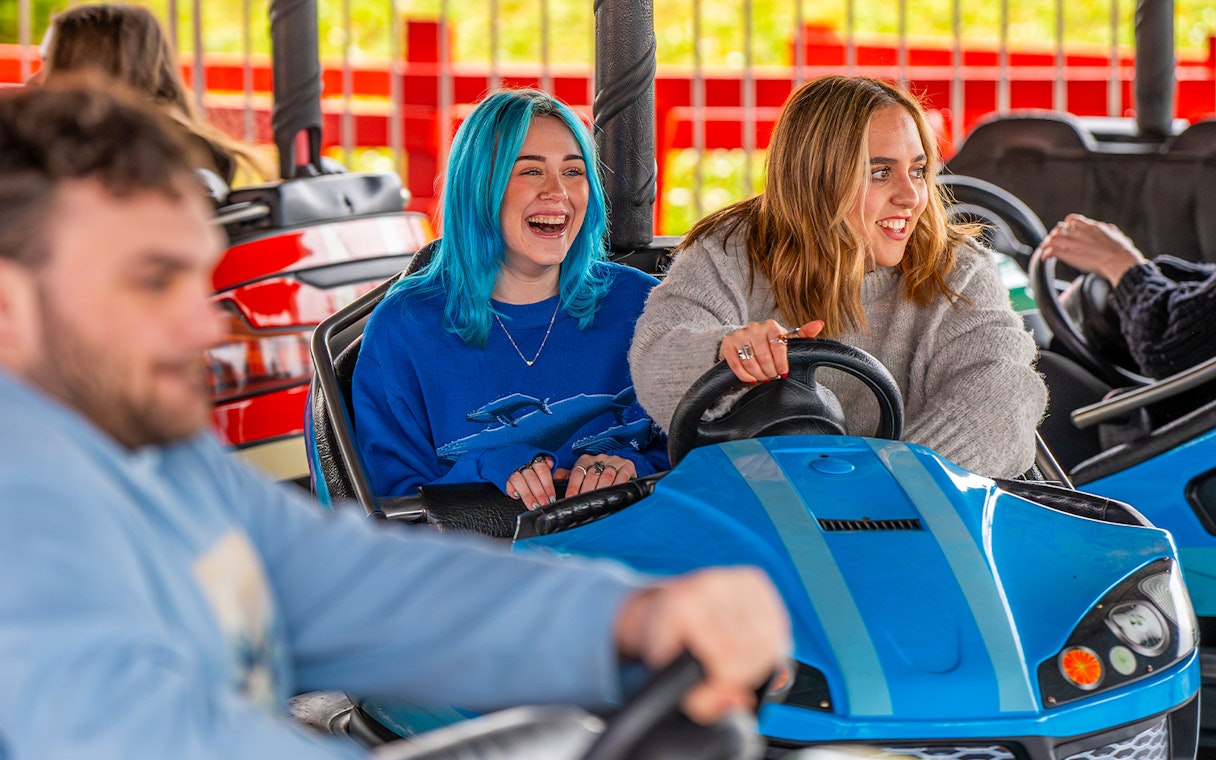 People enjoying bumper cars at Big Easy Boulevard, Thrope.