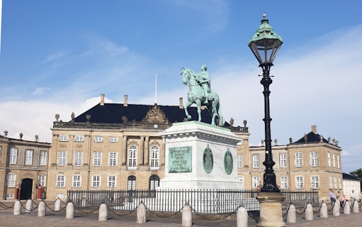 Equestrian statue at Amalienborg Palace, Copenhagen, Denmark.