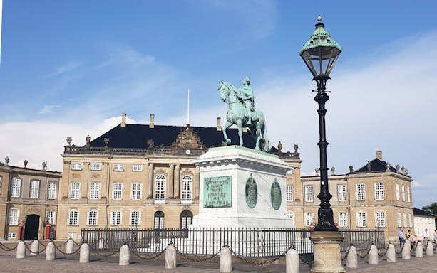 Equestrian statue at Amalienborg Palace, Copenhagen, Denmark.
