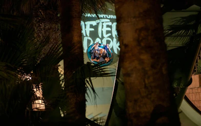 Group enjoying a nighttime water ride at Aquaventure After Dark.