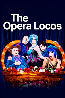 Performers in colorful costumes from The Opera Locos show on stage.