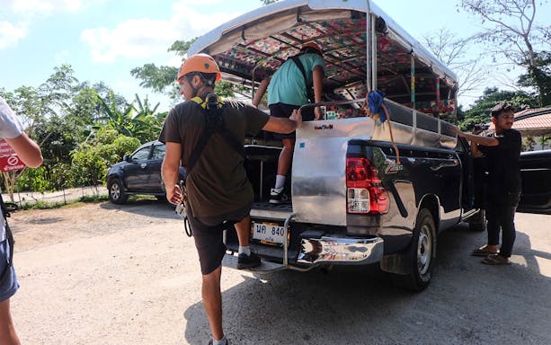 Boarding the vehicle to the start point, Zipline Adventure at Phuket Paradise Trip
