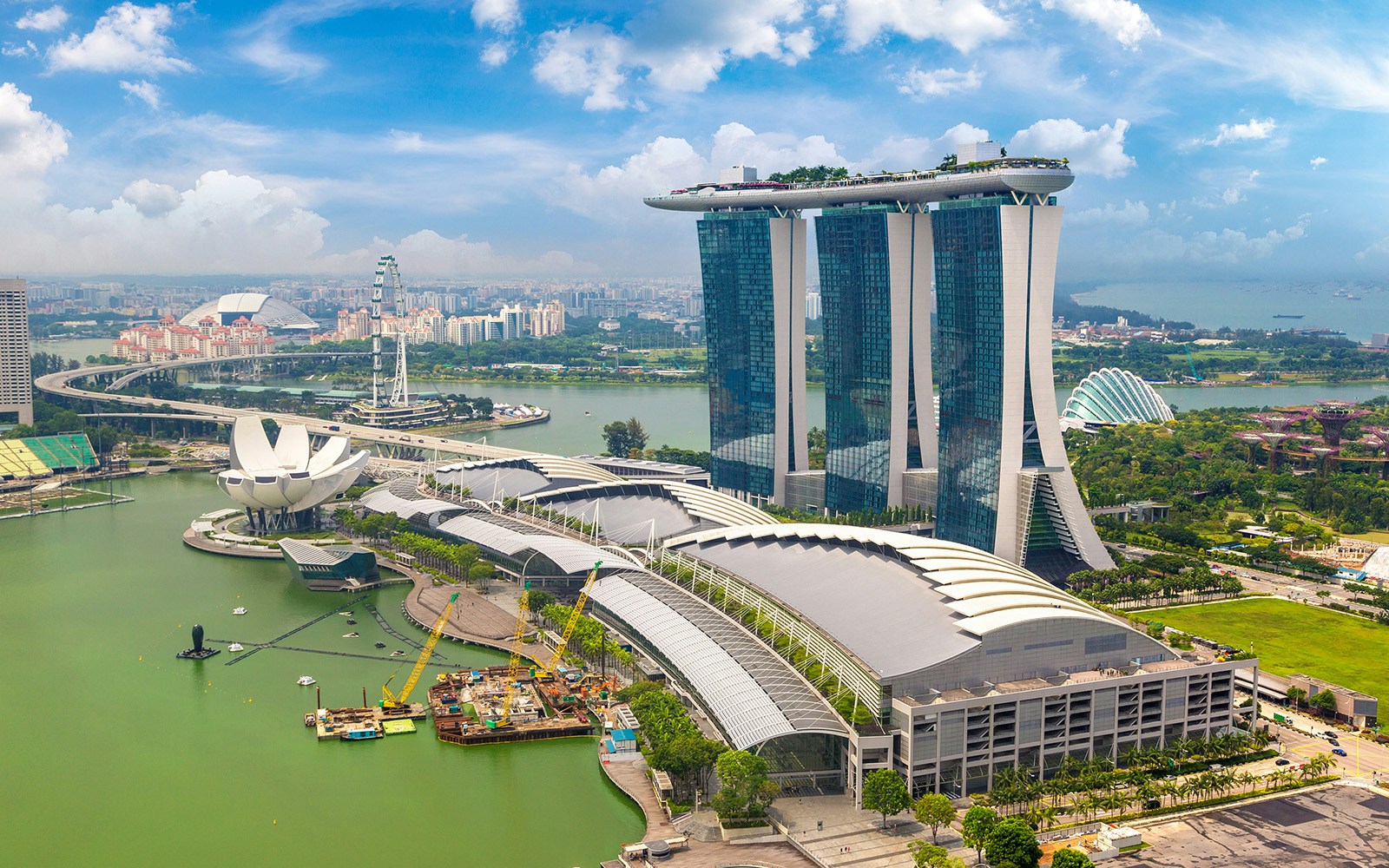 Marina Bay Sands Park with skyline view, Singapore.