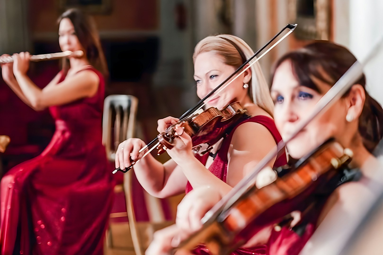 Musicians performing at Vienna Residence Orchestra concert in Old Stock Exchange Palace.