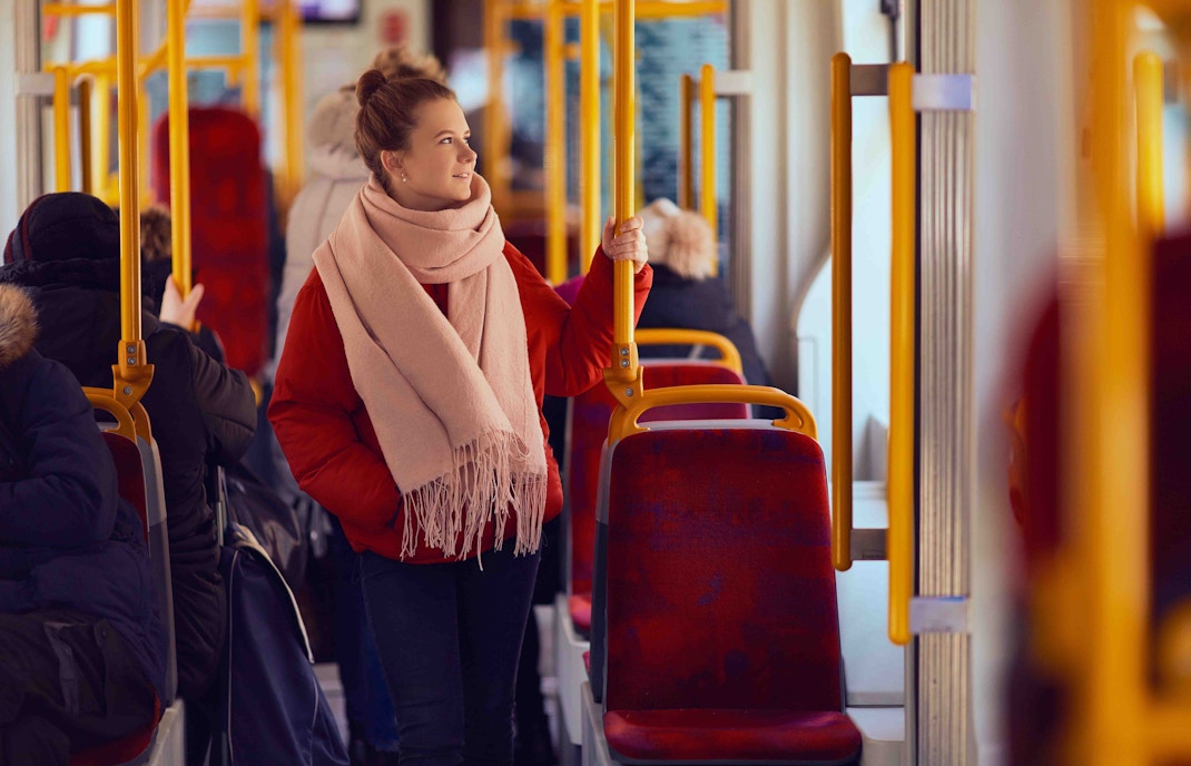 Naples bus arriving at a underground station, showcasing public transport in Naples.