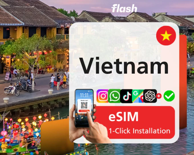 Vietnam eSIM Ultra 5G - Unlimited Data - Hotspot Supported - Flash Global SIM (Product 53837)
