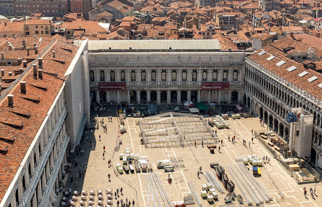 Doge's Palace courtyard with tourists, Venice, near Correr Museum.