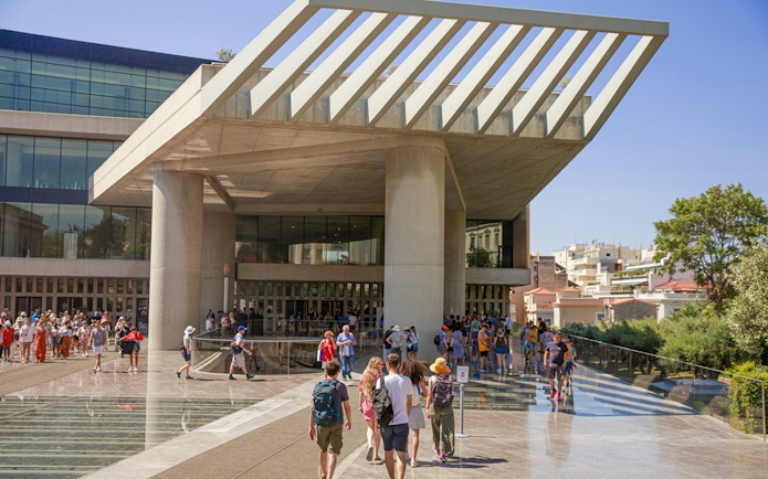 Visitors entering the Acropolis Museum in Athens.