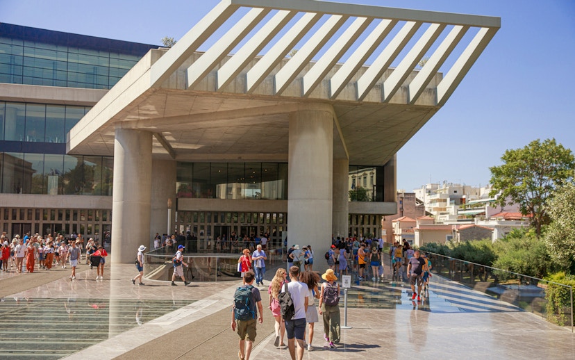 Visitors entering the Acropolis Museum in Athens.