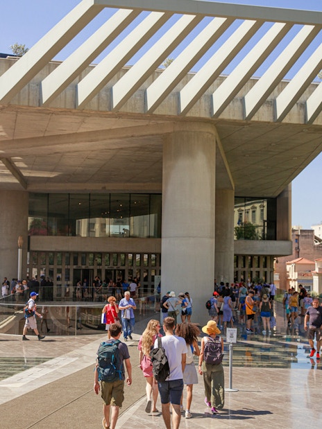Visitors entering the Acropolis Museum in Athens.