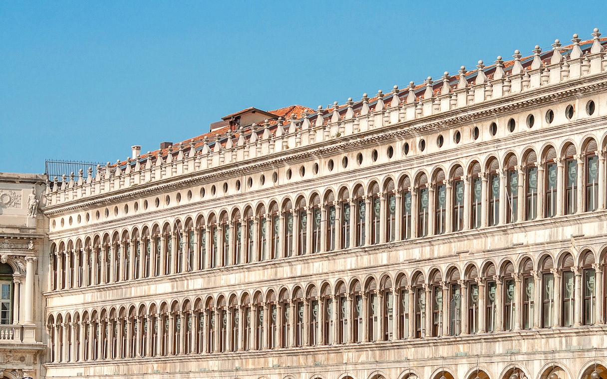National Archaeological Museum facade with arched windows, Venice.