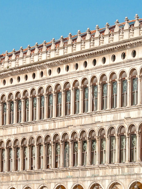 National Archaeological Museum facade with arched windows, Venice.