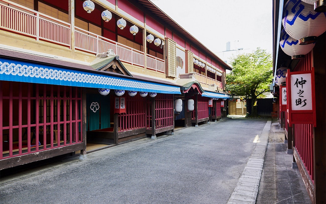 Traditional street scene at TOEI Kyoto Studio Park, Japan.