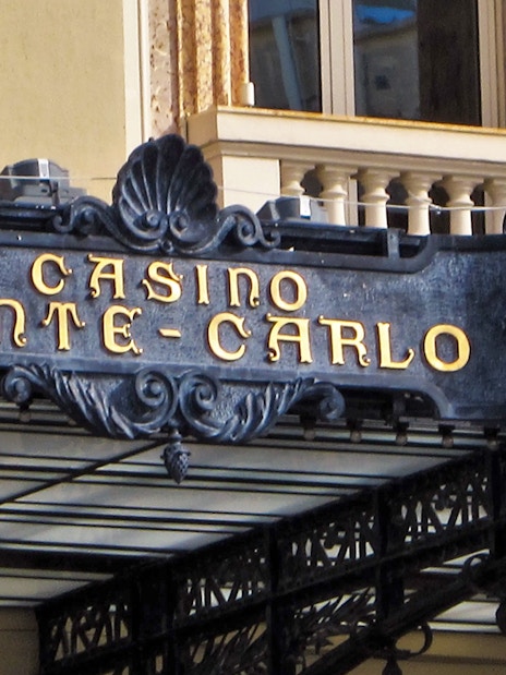 Casino Monte-Carlo entrance sign in Monaco.