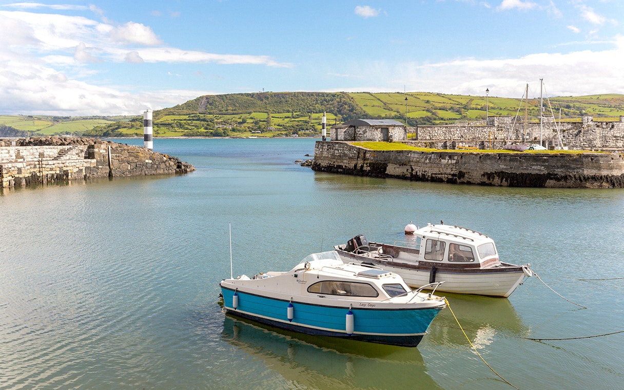 Boats in Carnlough Harbor, Northern Ireland, featured in Game of Thrones as Braavos.
