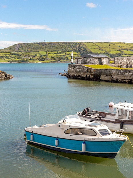 Boats in Carnlough Harbor, Northern Ireland, featured in Game of Thrones as Braavos.