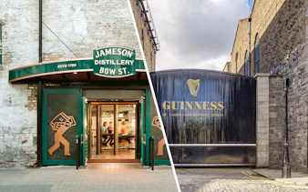 Jameson Distillery entrance and Guinness Storehouse gate in Dublin.