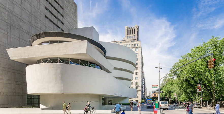 Solomon R. Guggenheim Museum entrance on Fifth Avenue, New York City.
