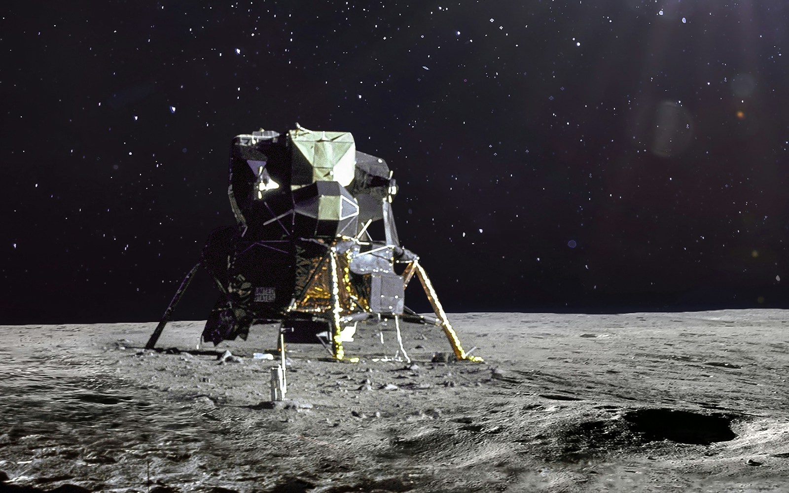 Apollo Lunar Module on Moon's surface, part of Artemis lunar space program.