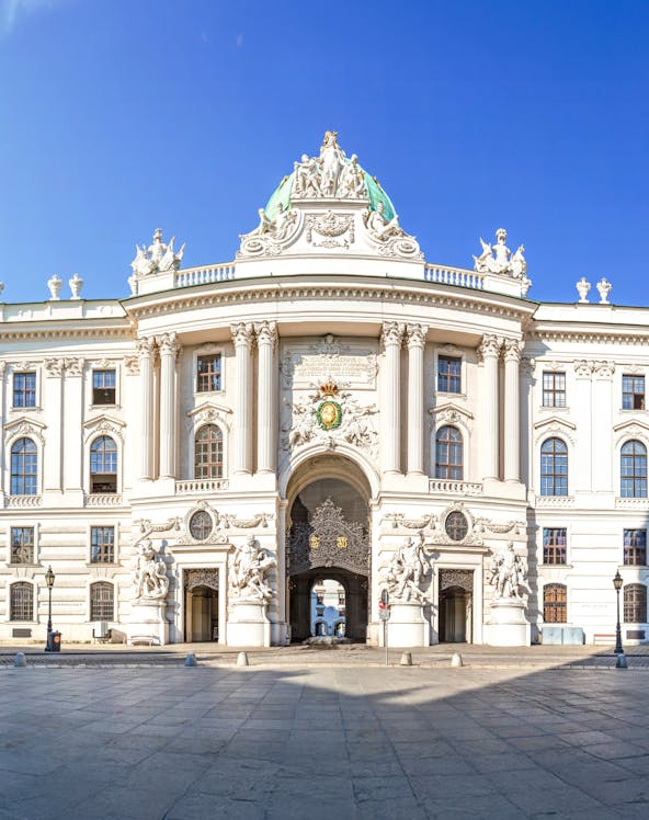 Hofburg Palace entrance, Vienna, home to the Spanish Riding School.