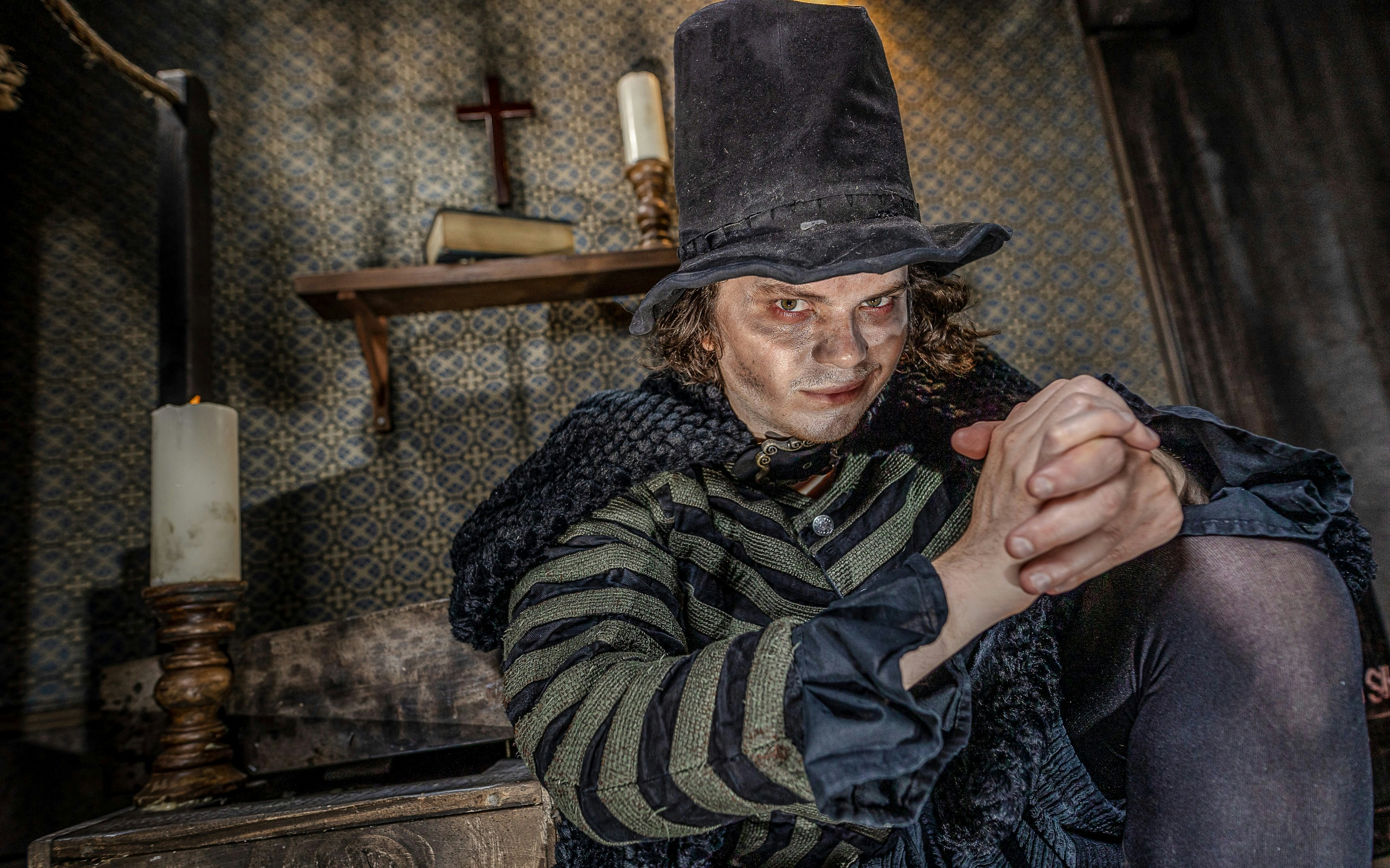 Guy Fawkes reenactor in period costume at York Dungeon.