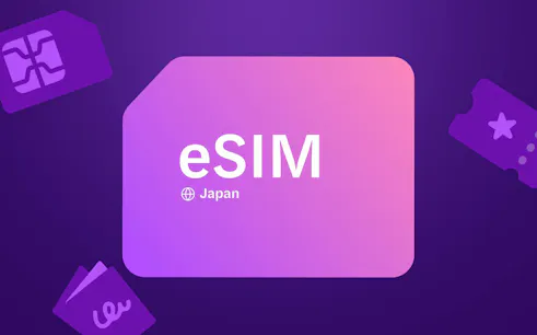 eSIM card graphic for Japan travel connectivity.