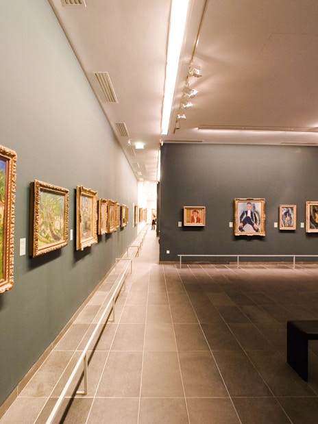 Paintings displayed in a gallery at the Orangerie Museum, Paris.